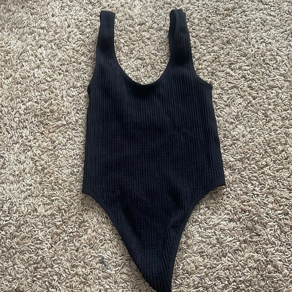 black ribbed bodysuit
